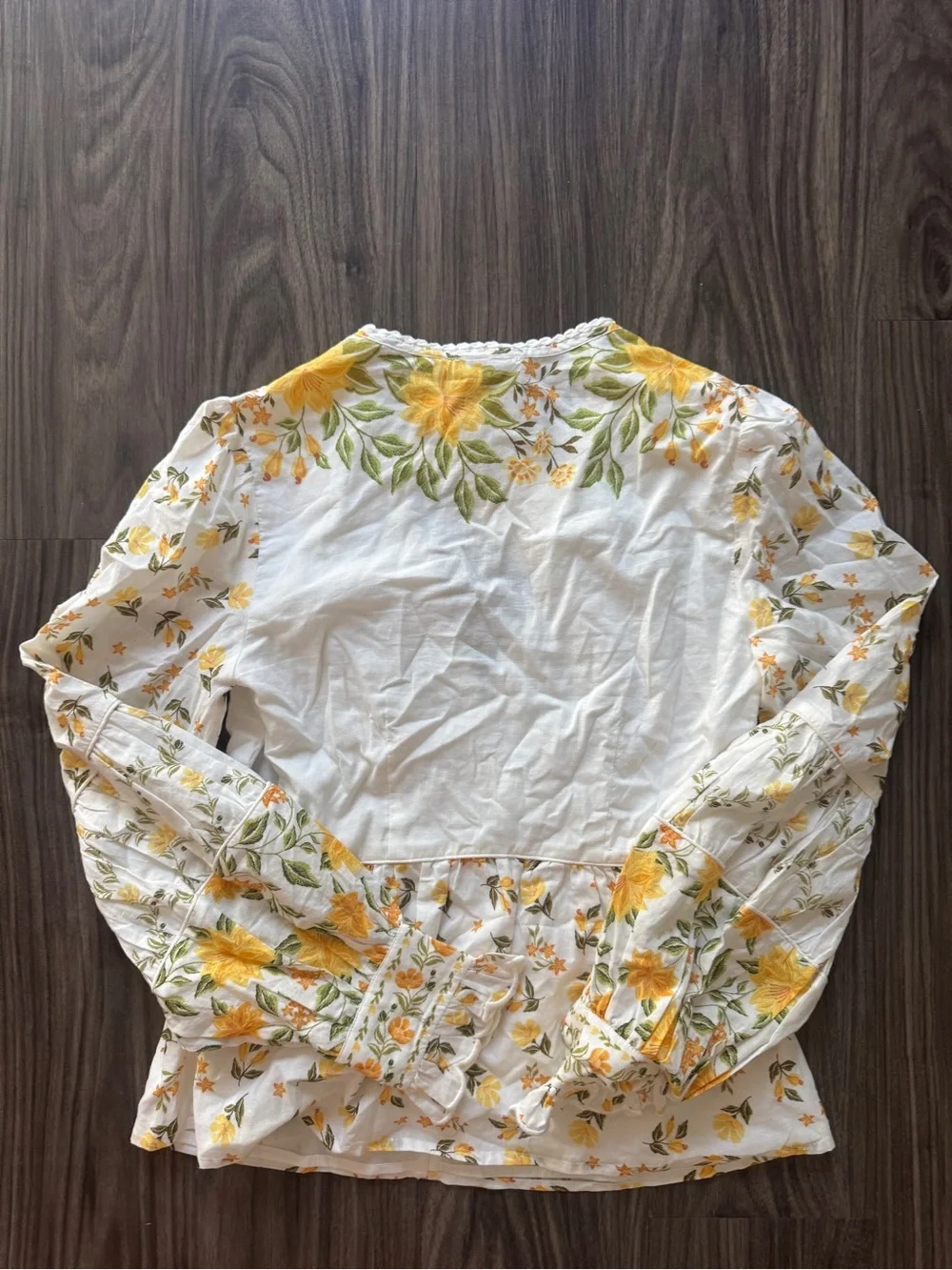 NWT FARM Rio Anthropologie Puff Sleeve Blouse